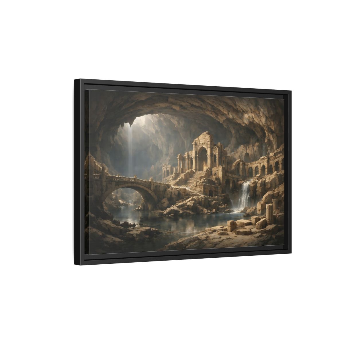 Side Mockup 3. Fairytale Ancient Ruins Brown Ancient Ruins shown as stretched canvas wall art