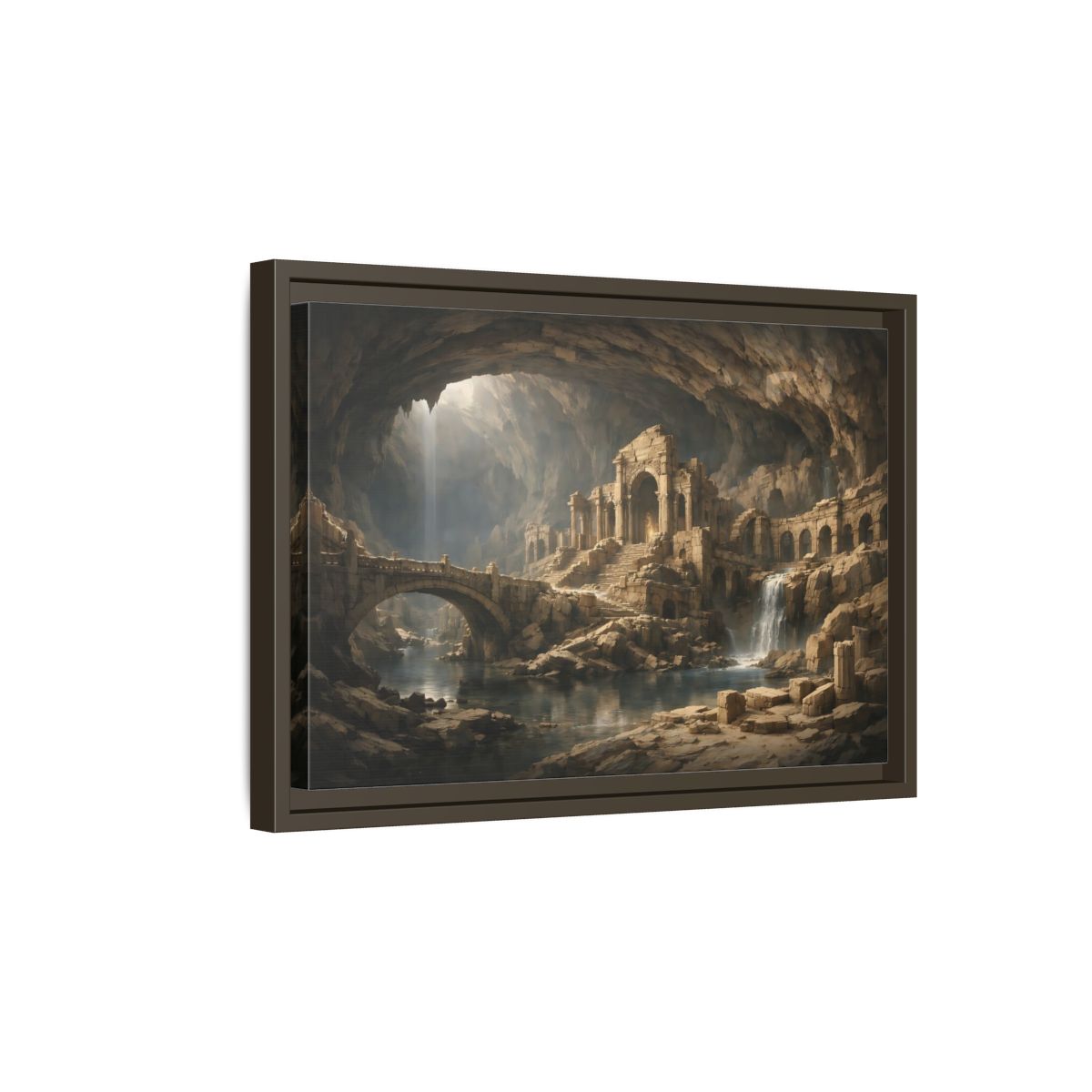 Side Mockup 5. Fairytale Ancient Ruins Brown Ancient Ruins shown as stretched canvas wall art