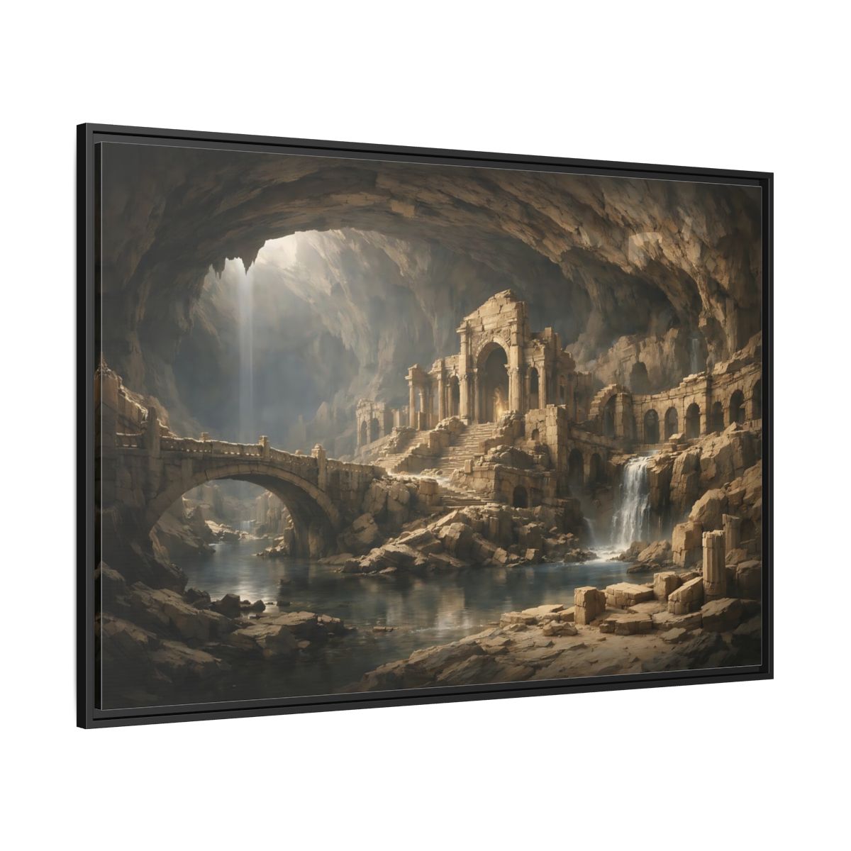 Side Mockup 12. Fairytale Ancient Ruins Brown Ancient Ruins shown as stretched canvas wall art