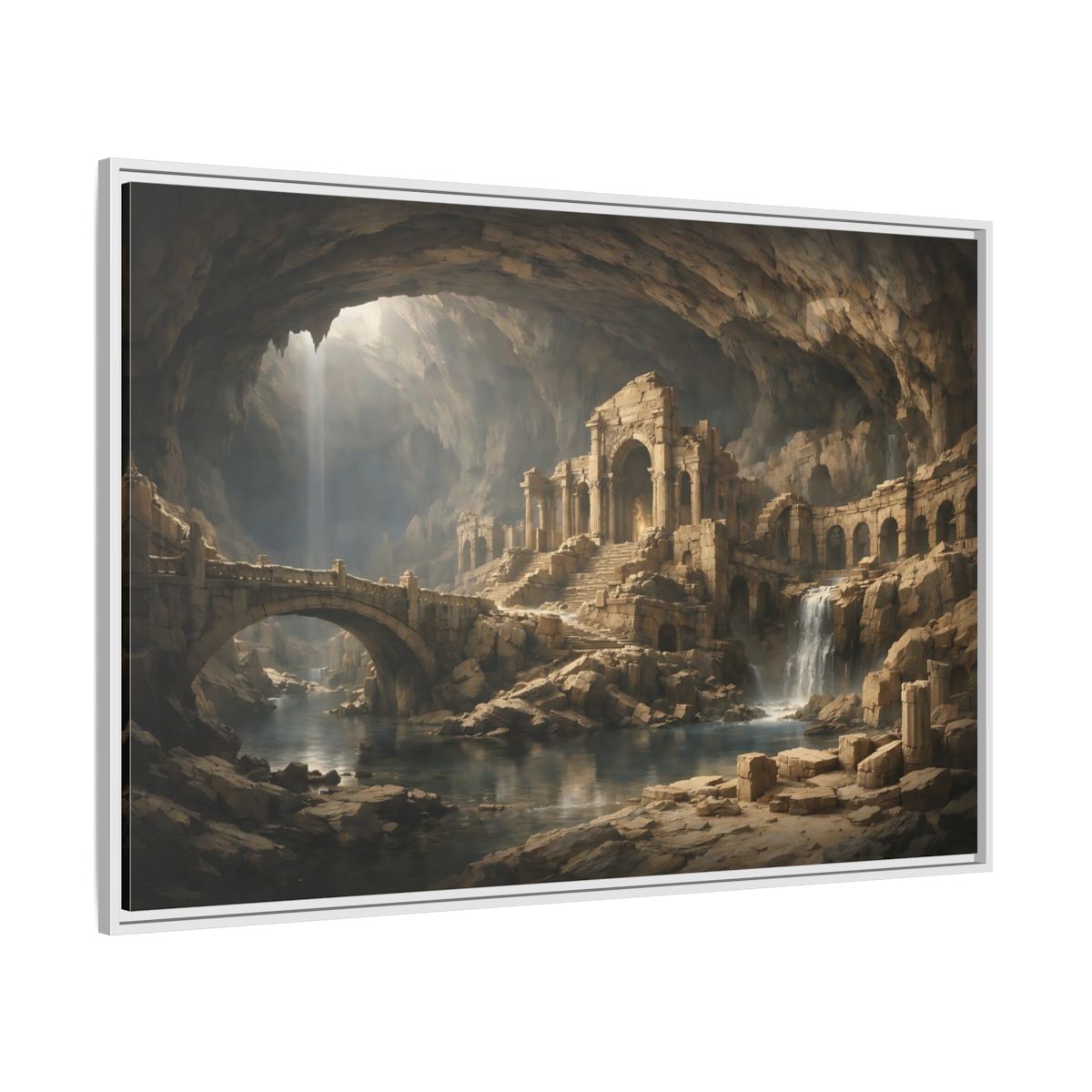 Side Mockup 7. Fairytale Ancient Ruins Brown Ancient Ruins shown as stretched canvas wall art
