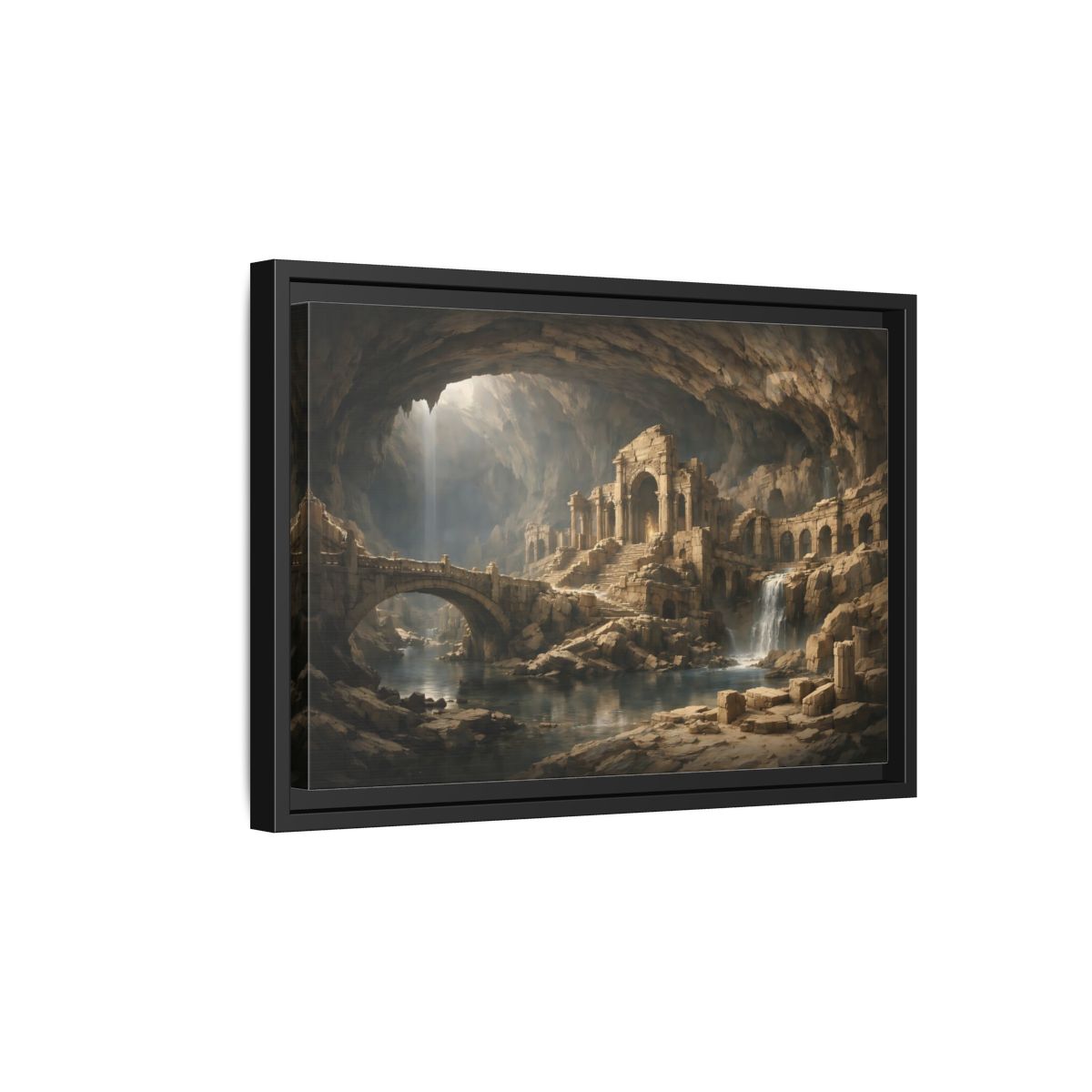 Side Mockup 6. Fairytale Ancient Ruins Brown Ancient Ruins shown as stretched canvas wall art
