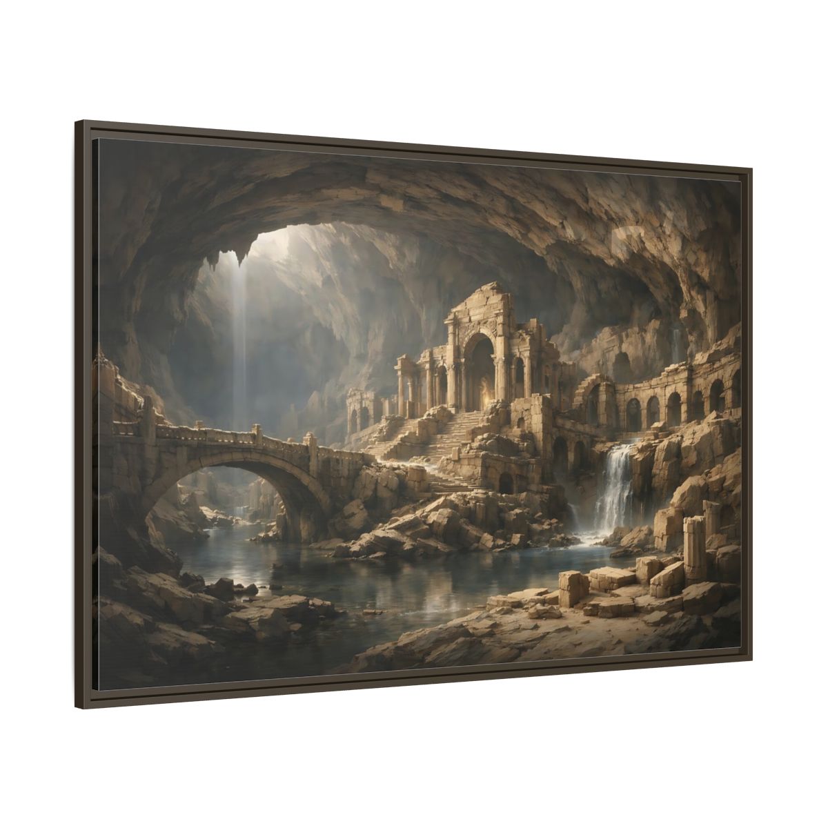 Side Mockup 8. Fairytale Ancient Ruins Brown Ancient Ruins shown as stretched canvas wall art