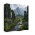 Side Mockup 2. Fairytale Ancient Ruins Misty Ruins shown as stretched canvas wall art