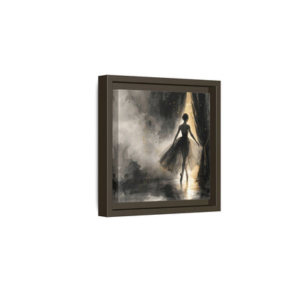 Side Mockup 2. Fairytale Ballerina Black And Gold shown as framed canvas print
