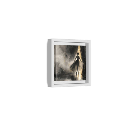 Side Mockup 22. Fairytale Ballerina Black And Gold shown as framed canvas print