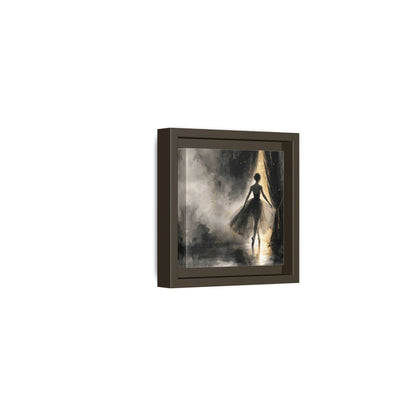 Side Mockup 23. Fairytale Ballerina Black And Gold shown as framed canvas print