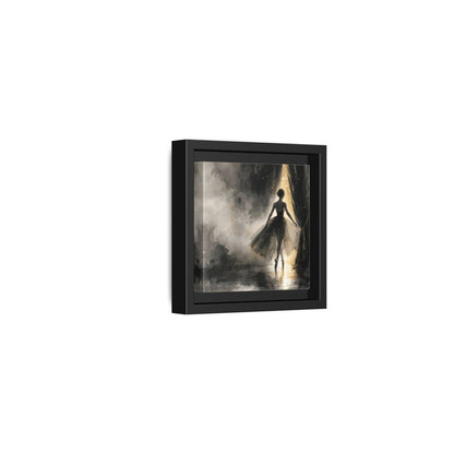 Side Mockup 24. Fairytale Ballerina Black And Gold shown as framed canvas print