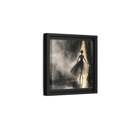 Side Mockup 3. Fairytale Ballerina Black And Gold shown as framed canvas print