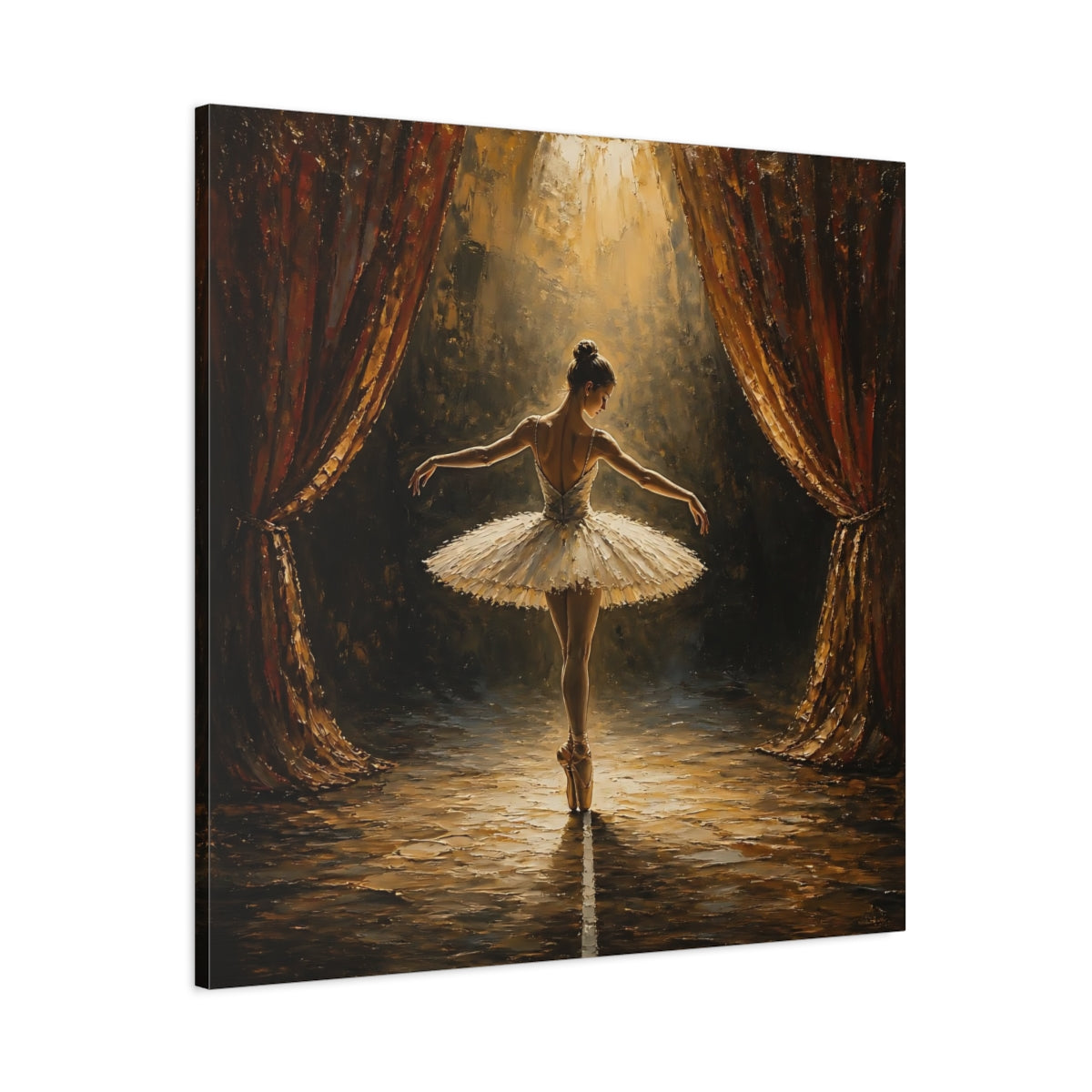 Main Mockup. Fairytale Ballerina Golden Ballerina shown as canvas print