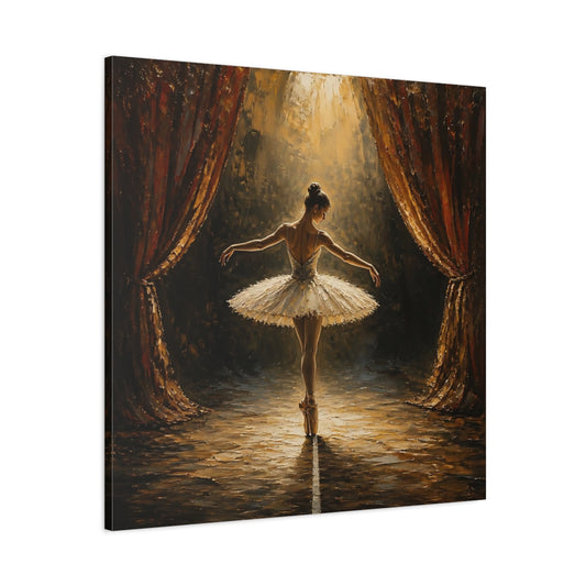 Main Mockup. Fairytale Ballerina Golden Ballerina shown as canvas print