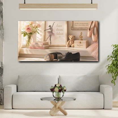Mockup 2. Fairytale Ballerina Pink Ballerina shown as canvas print