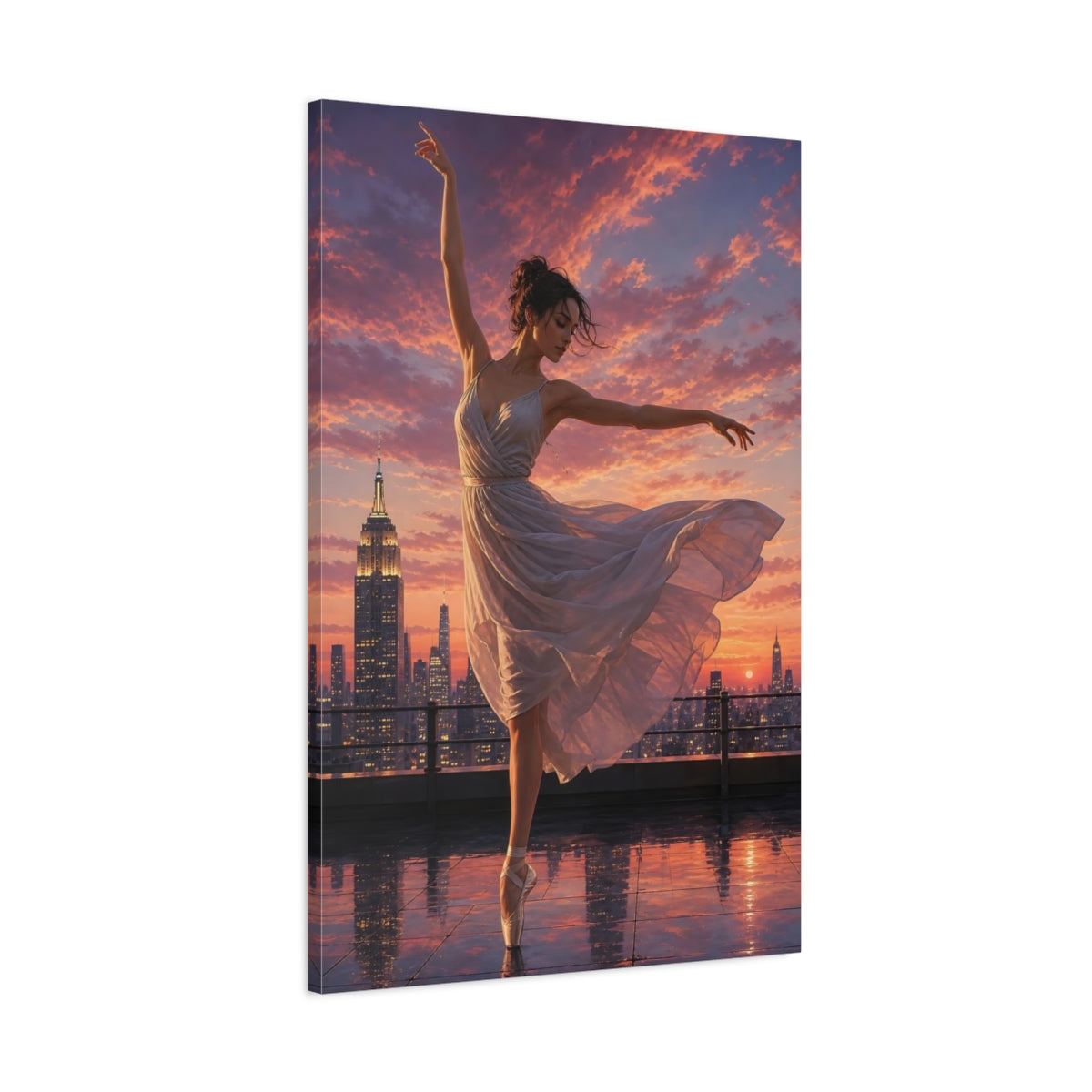 Main Mockup. Fairytale Ballerina Pink Sunset shown as canvas print