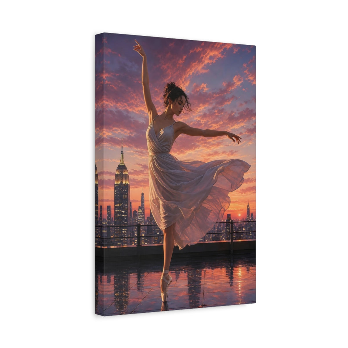 Side Mockup 4. Fairytale Ballerina Pink Sunset shown as canvas print