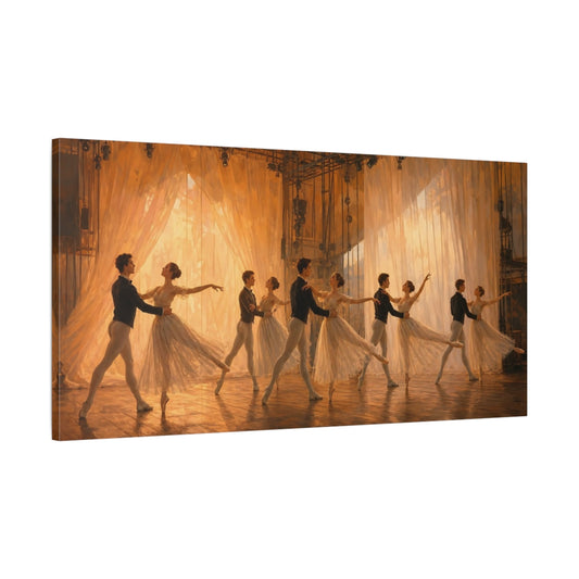 Main Mockup. Fairytale Ballet Dancers Ballet Dance Gold shown as canvas print