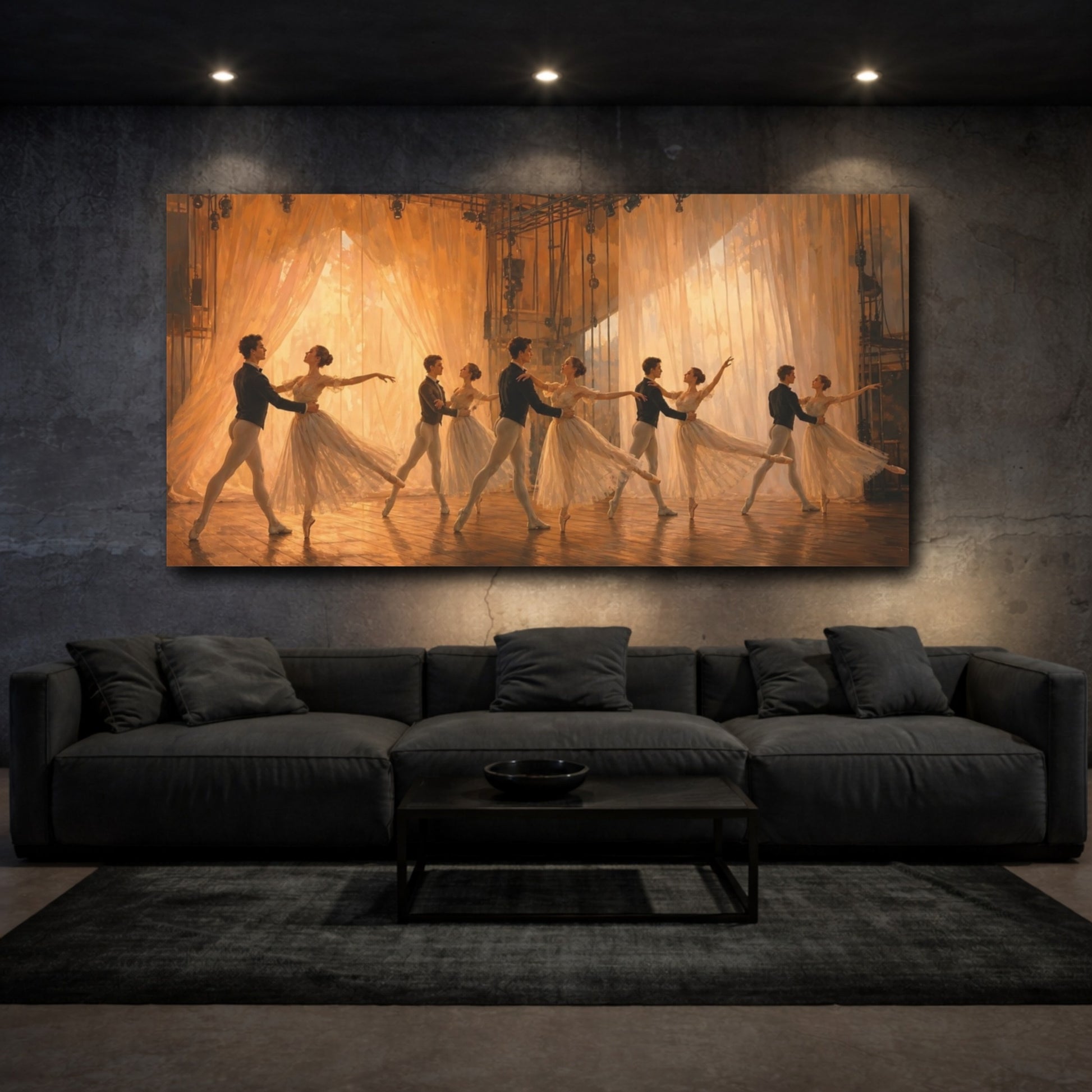 Mockup 3. Fairytale Ballet Dancers Ballet Dance Gold shown as canvas print