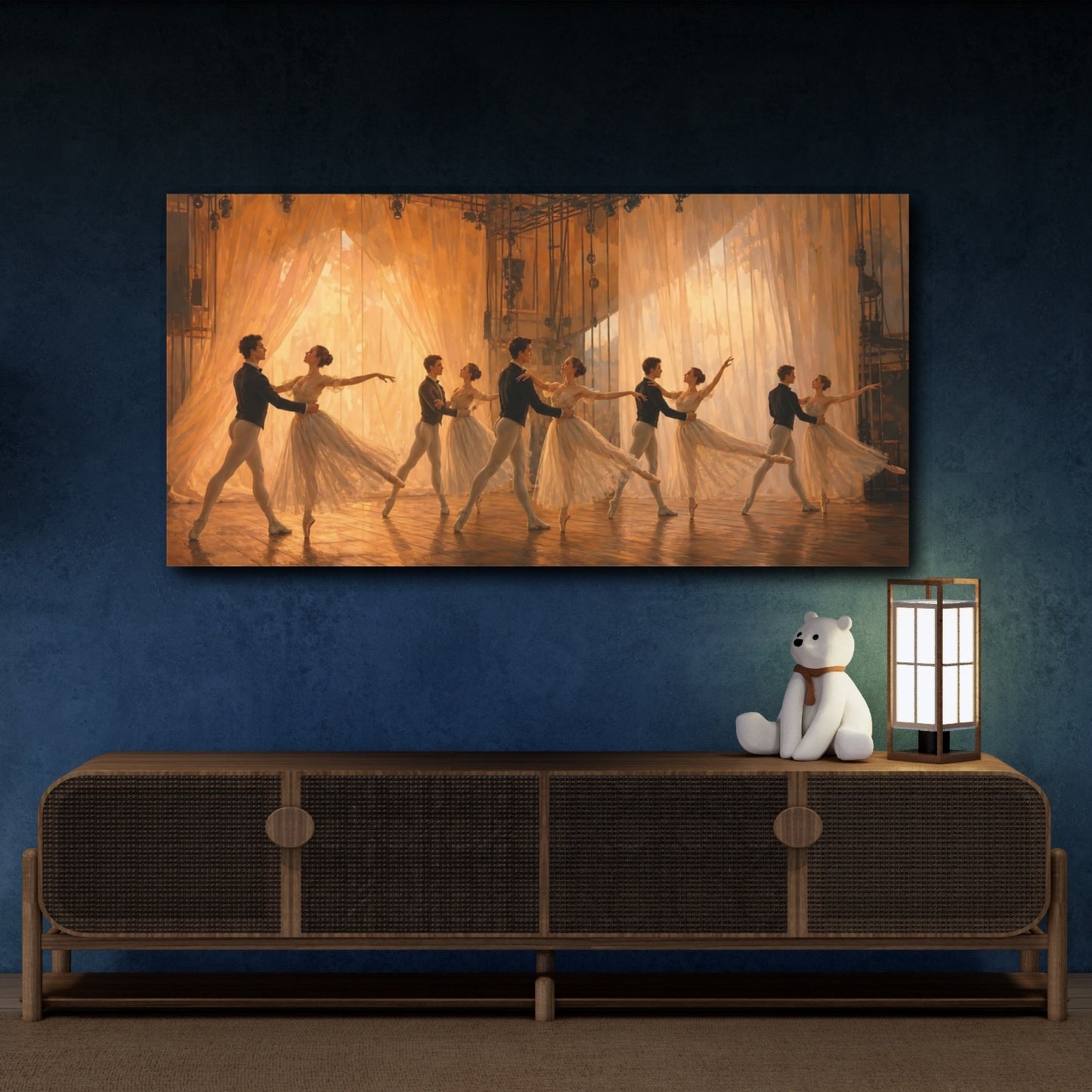 Mockup 4. Fairytale Ballet Dancers Ballet Dance Gold shown as canvas print