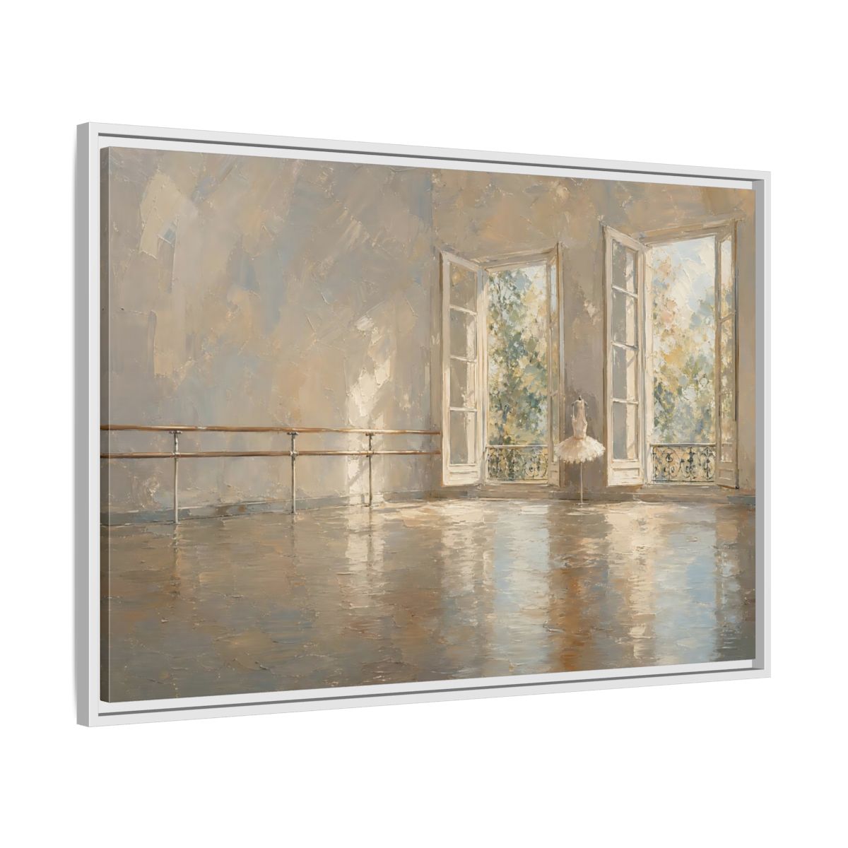 Side Mockup 9. Fairytale Ballet Tutu Light Neutrals shown as framed canvas print