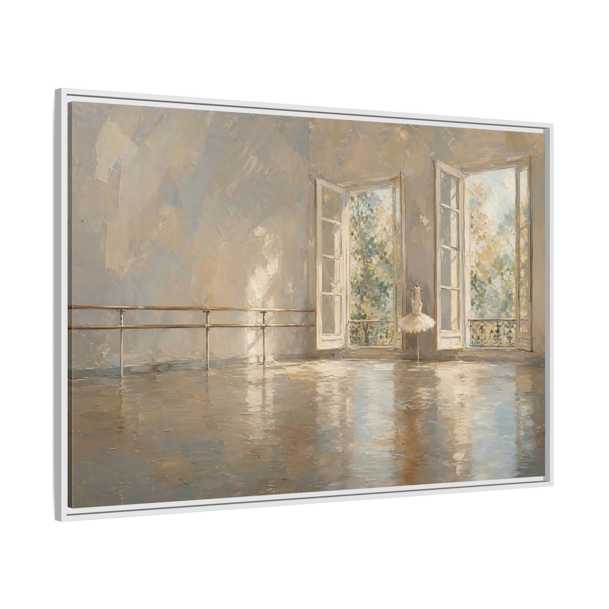 Side Mockup 7. Fairytale Ballet Tutu Light Neutrals shown as framed canvas print