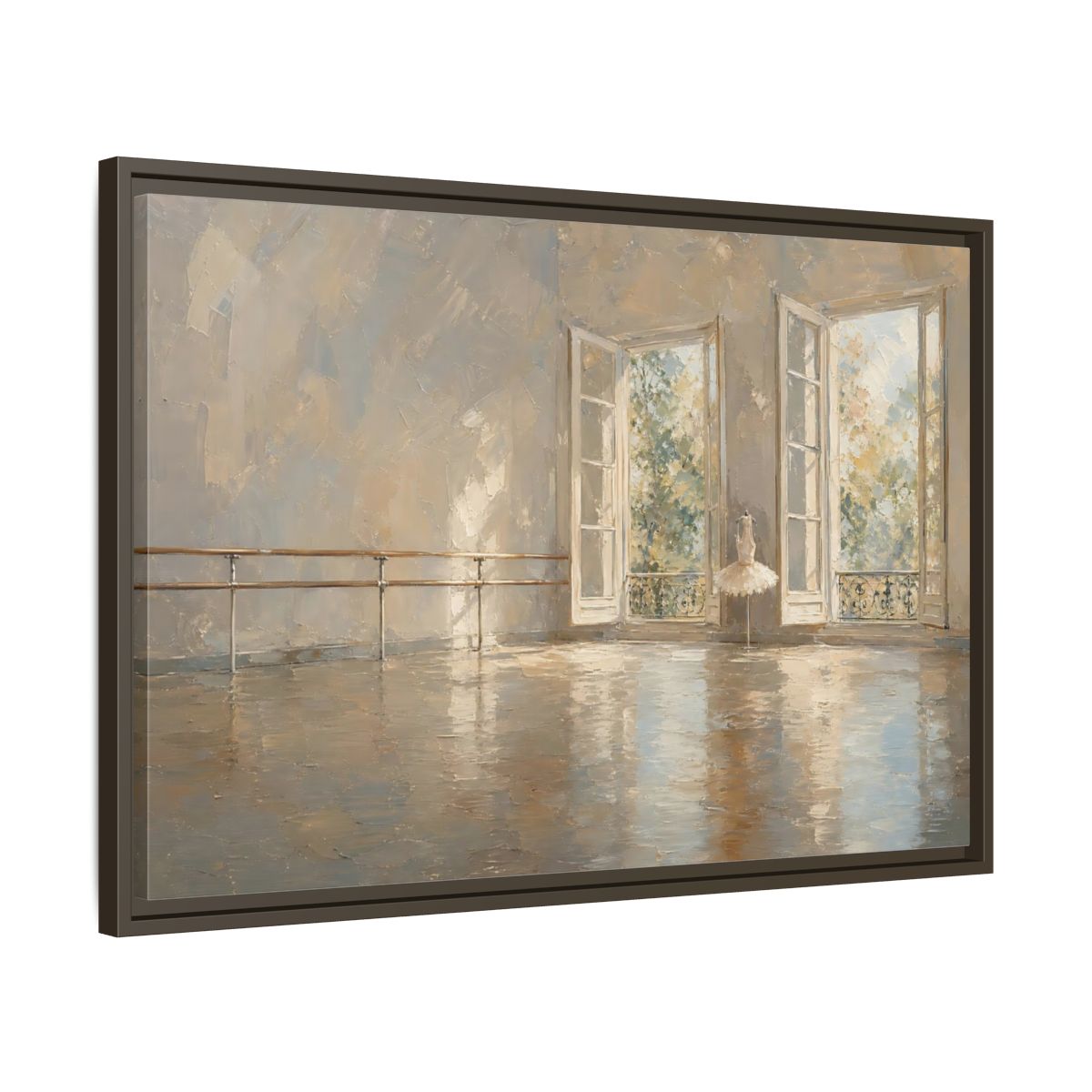 Side Mockup 11. Fairytale Ballet Tutu Light Neutrals shown as framed canvas print