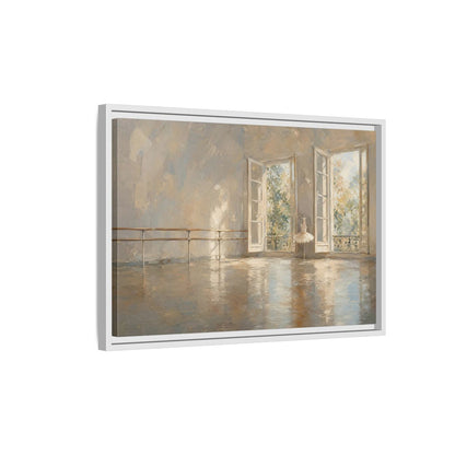 Side Mockup 1. Fairytale Ballet Tutu Light Neutrals shown as framed canvas print