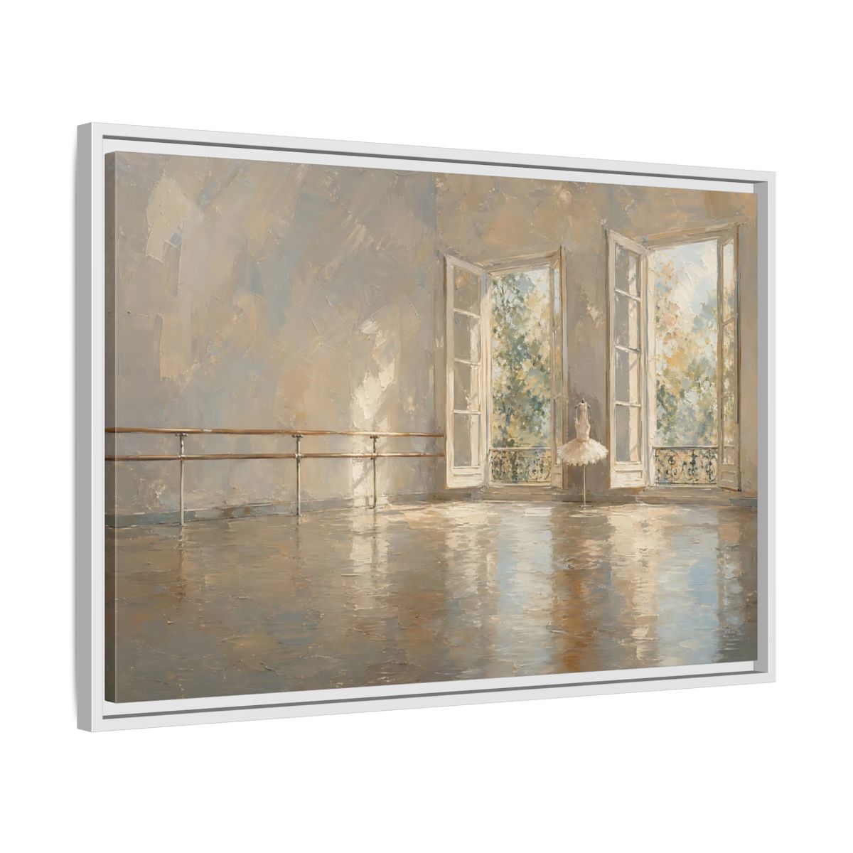 Side Mockup 10. Fairytale Ballet Tutu Light Neutrals shown as framed canvas print