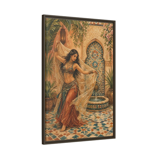 Main Mockup. Fairytale Belly Dancer Moroccan Dancer shown as framed canvas print