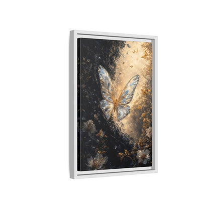 Side Mockup 4. Fairytale Crystal Butterfly Gold And Black shown as stretched canvas wall art