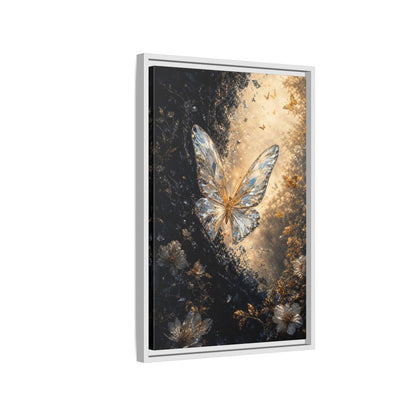 Side Mockup 1. Fairytale Crystal Butterfly Gold And Black shown as stretched canvas wall art