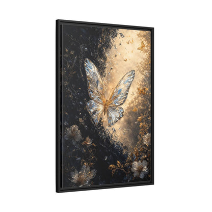 Side Mockup 13. Fairytale Crystal Butterfly Gold And Black shown as stretched canvas wall art