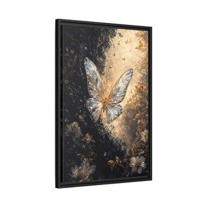 Side Mockup 14. Fairytale Crystal Butterfly Gold And Black shown as stretched canvas wall art