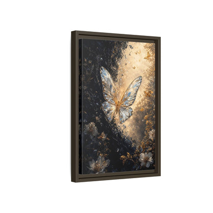 Side Mockup 5. Fairytale Crystal Butterfly Gold And Black shown as stretched canvas wall art