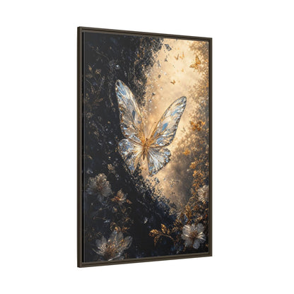 Side Mockup 8. Fairytale Crystal Butterfly Gold And Black shown as stretched canvas wall art