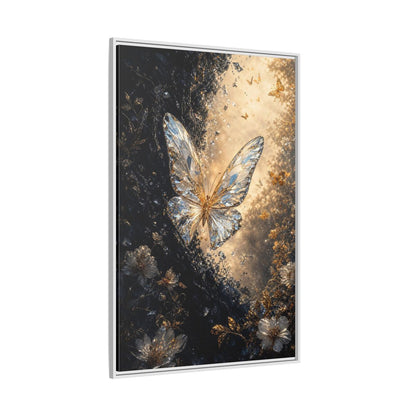 Side Mockup 7. Fairytale Crystal Butterfly Gold And Black shown as stretched canvas wall art