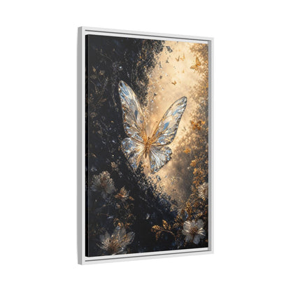 Side Mockup 10. Fairytale Crystal Butterfly Gold And Black shown as stretched canvas wall art