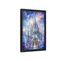 Side Mockup 6. Fairytale Crystal Castle Blue And Purple Castle shown as stretched canvas wall art