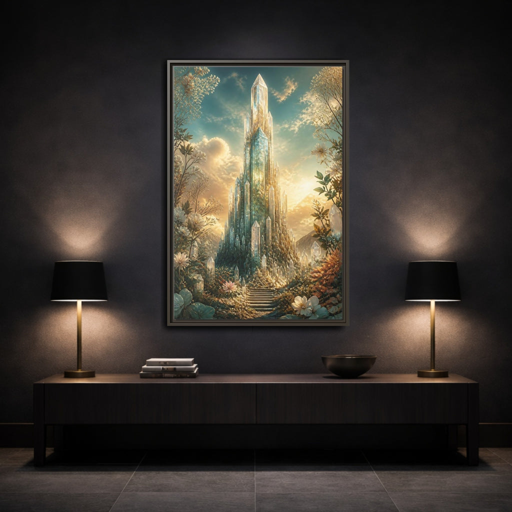 Mockup 3. Fairytale Crystal Palace Golden Crystal shown as stretched canvas wall art