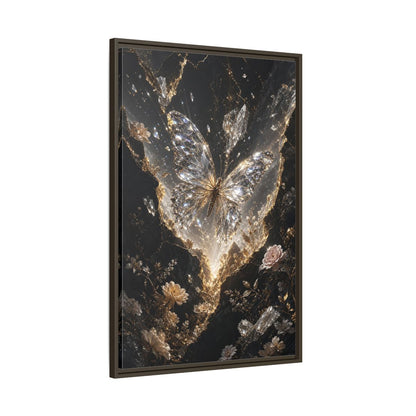 Main Mockup. Fairytale Diamond Butterfly Gold And Black shown as stretched canvas wall art