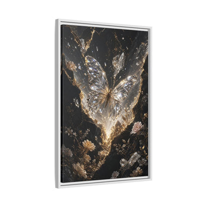 Side Mockup 10. Fairytale Diamond Butterfly Gold And Black shown as stretched canvas wall art