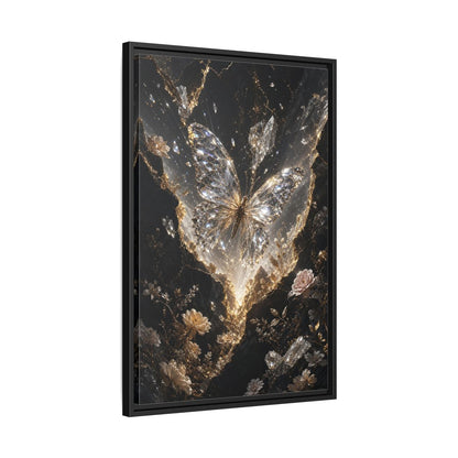 Side Mockup 14. Fairytale Diamond Butterfly Gold And Black shown as stretched canvas wall art