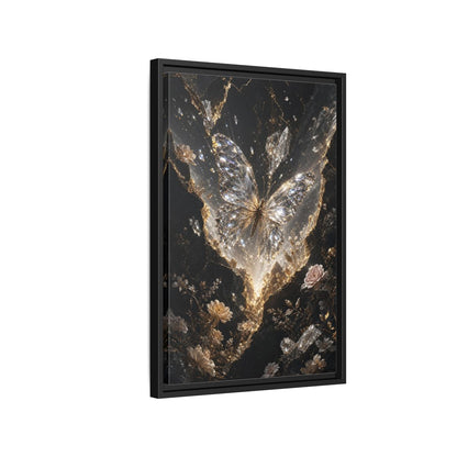 Side Mockup 3. Fairytale Diamond Butterfly Gold And Black shown as stretched canvas wall art