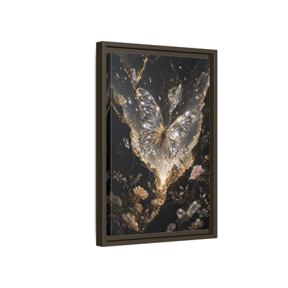 Side Mockup 5. Fairytale Diamond Butterfly Gold And Black shown as stretched canvas wall art