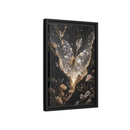Side Mockup 6. Fairytale Diamond Butterfly Gold And Black shown as stretched canvas wall art