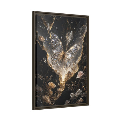 Side Mockup 11. Fairytale Diamond Butterfly Gold And Black shown as stretched canvas wall art
