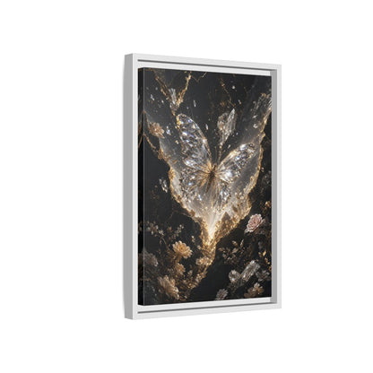 Side Mockup 4. Fairytale Diamond Butterfly Gold And Black shown as stretched canvas wall art