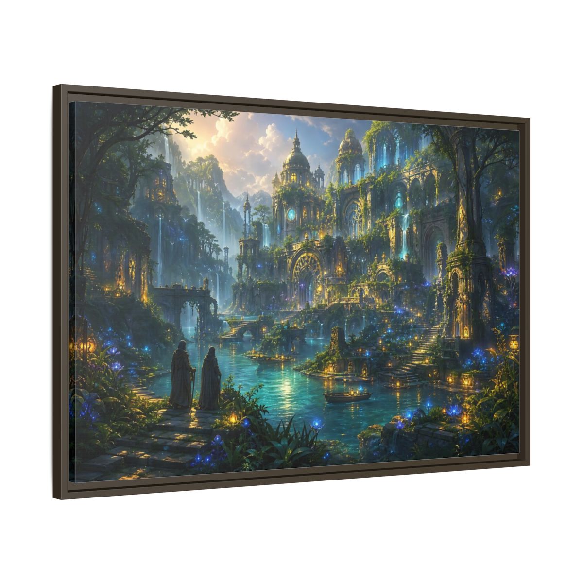 Main Mockup. Fairytale Enchanted City Enchanted City Scape shown as stretched canvas wall art