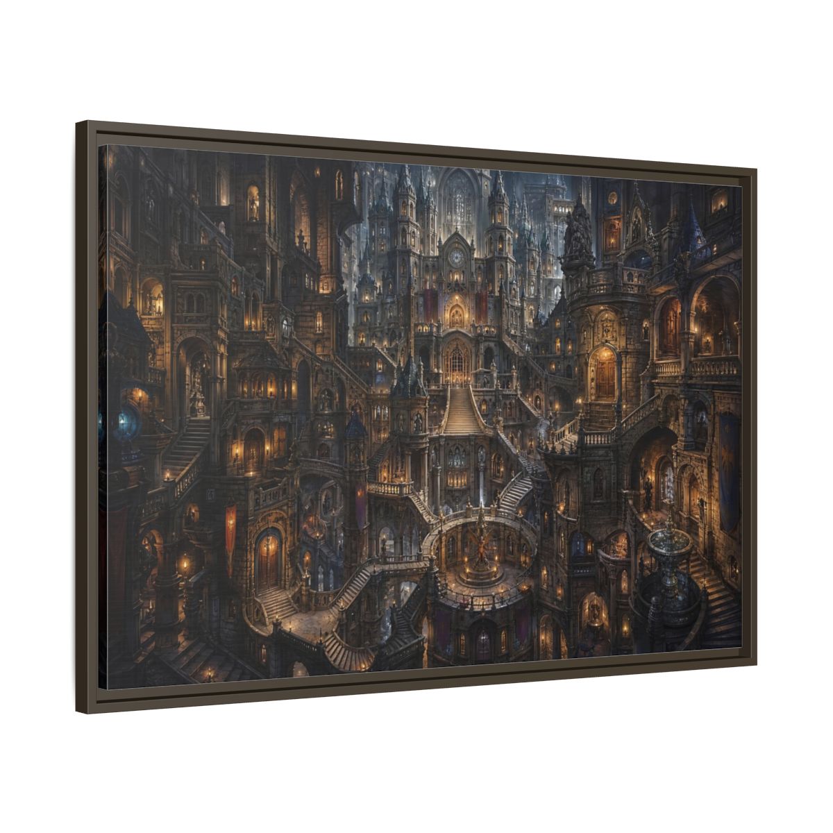 Main Mockup. Fairytale Fantasy City Gothic Fantasy City shown as stretched canvas wall art
