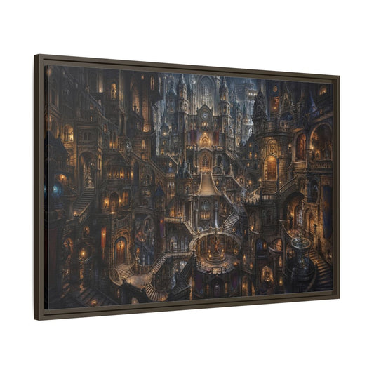 Main Mockup. Fairytale Fantasy City Gothic Fantasy City shown as stretched canvas wall art