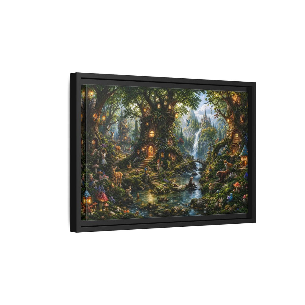 Side Mockup 6. Fairytale Fantasy Forest Enchanted Forest Green shown as stretched canvas wall art