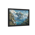 Side Mockup 6. Fairytale Floating City Fantasy Landscape shown as stretched canvas wall art