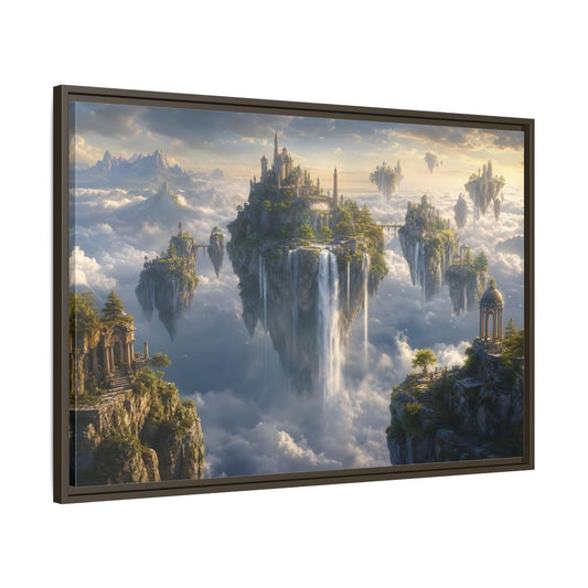 Main Mockup. Fairytale Floating Islands Fantasy Sky Kingdom shown as stretched canvas wall art